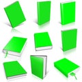 Nine green empty book template