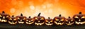 Nine halloween, Jack O Lanterns, with evil spooky eyes and faces