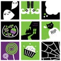 Nine halloween square icons collection Royalty Free Stock Photo