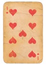 Nine of Hearts old grunge soviet style playing card