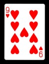 Nine of hearts playing card,