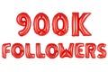 Nine hundred thousand followers, red color