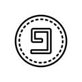 Black line icon for Nine, number and count