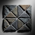 Irregular textured stone tiles are arranged in a geometric pattern on a Royalty Free Stock Photo