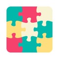 Nine jigsaw pieces or parts connected together