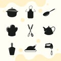 nine kitchen silhouettes icons