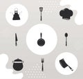 nine kitchen utensils icons