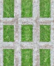 Nine lawn rectangle blocks or fields of green grass with   concrete pathway Royalty Free Stock Photo