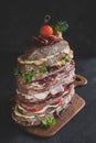 Nine layers sandwich Royalty Free Stock Photo