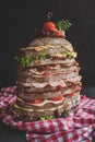 Nine layers sandwich Royalty Free Stock Photo