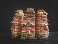 Nine layers sandwiches Royalty Free Stock Photo
