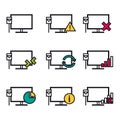 Nine line icons - Computer Connection Royalty Free Stock Photo