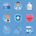 nine medical healthcare icons