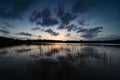 Nine Mile Pond sunset cloudscape and reflections in Everglades National Park. Royalty Free Stock Photo