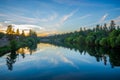 Nine mile reservoir on spokane river at sunset Royalty Free Stock Photo