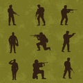 nine military soldiers silhouettes