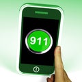 Nine One On Phone Shows Call Emergency Help Rescue 911 Royalty Free Stock Photo