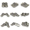 Nine pair gray modern sneakers