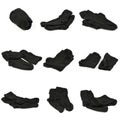 Nine pair of new unisex black stretch sport thermo sock Royalty Free Stock Photo