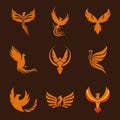 nine phoenix birds icons Royalty Free Stock Photo