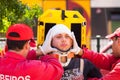 NINE, PORTUGAL - APRIL 12, 2014: Emergency crew immobilizes victim in a stretcher
