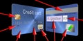 Nine security features of a credit card are pointed out here. Royalty Free Stock Photo