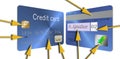 Nine security features of a credit card are pointed out here. Royalty Free Stock Photo