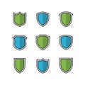 Green and Blue Shield Icon Set Royalty Free Stock Photo