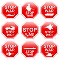 Nine signs stop war. Royalty Free Stock Photo