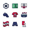 Nine soccer football sport set icons