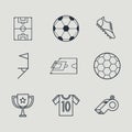 nine soccer line icons