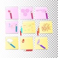 Nine stickers Office paper sheet yellow or pink