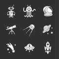 Nine stylish space icons