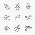 Nine stylish space icons