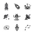 Nine stylish space icons