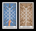 Nine of swords. Tarot cards. Eight crossed swords and a hand grasping a sword tip
