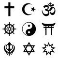 Nine symbols of World religions and major religious groups