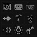 Nine universal flat music icons