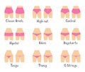 Nine various styles of women`s panties