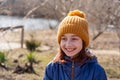 Nine year old girl enjoying winter outdoors