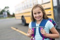 Nine years old girl student at school