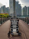 Ninebot by Segway ES2 Kickscooter park near the suspension bridge in Gohyeon-dong Royalty Free Stock Photo