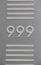 999 3 nines Number Signage with Horizontal Bars