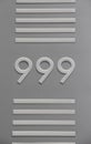 999 3 nines Number Signage with Horizontal Bars Royalty Free Stock Photo