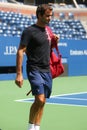 Nineteen times Grand Slam Champion Roger Federer of Switzerland practices for US Open 2017