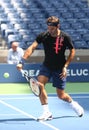 Nineteen times Grand Slam Champion Roger Federer of Switzerland practices for US Open 2017