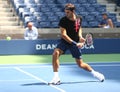 Nineteen times Grand Slam Champion Roger Federer of Switzerland practices for US Open 2017