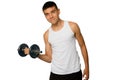 Nineteen year old teen boy exercising with a dumbbell Royalty Free Stock Photo