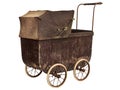 Nineteenth Century baby pram isolated on white Royalty Free Stock Photo