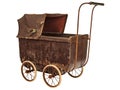 Nineteenth Century baby pram isolated on white Royalty Free Stock Photo
